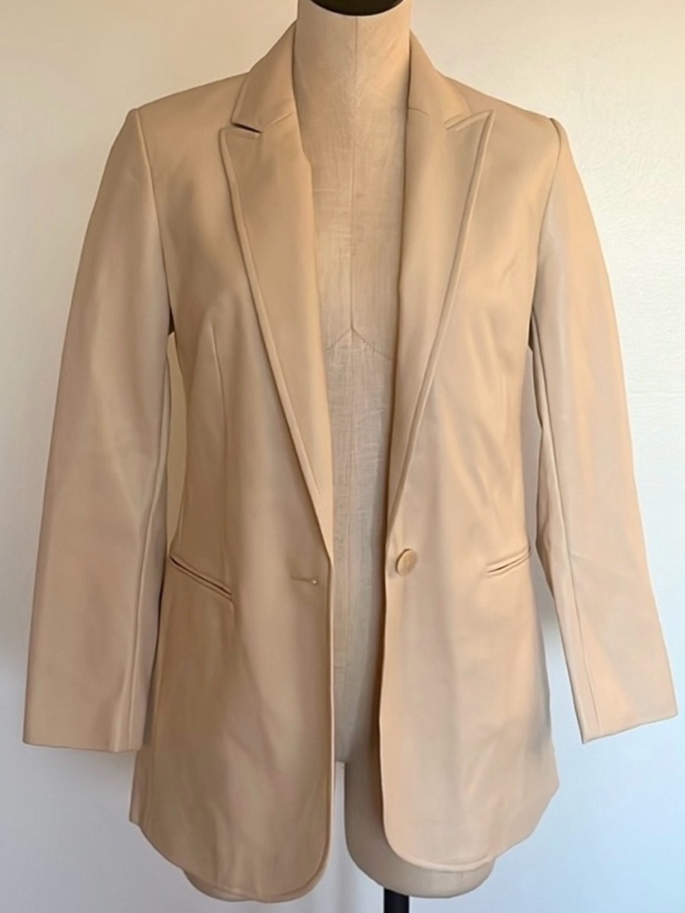 Express Cream Faux Leather Blazer, Size XS